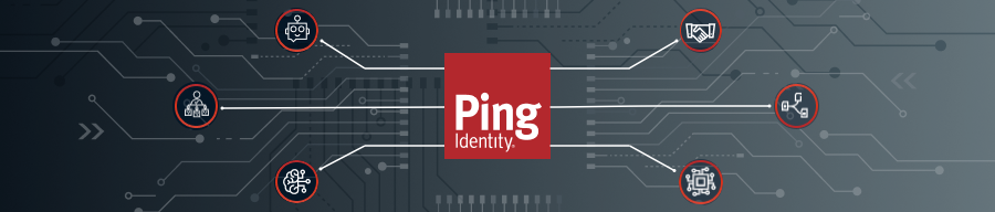Stylized representation of identity inputs flowing through Ping Identity.