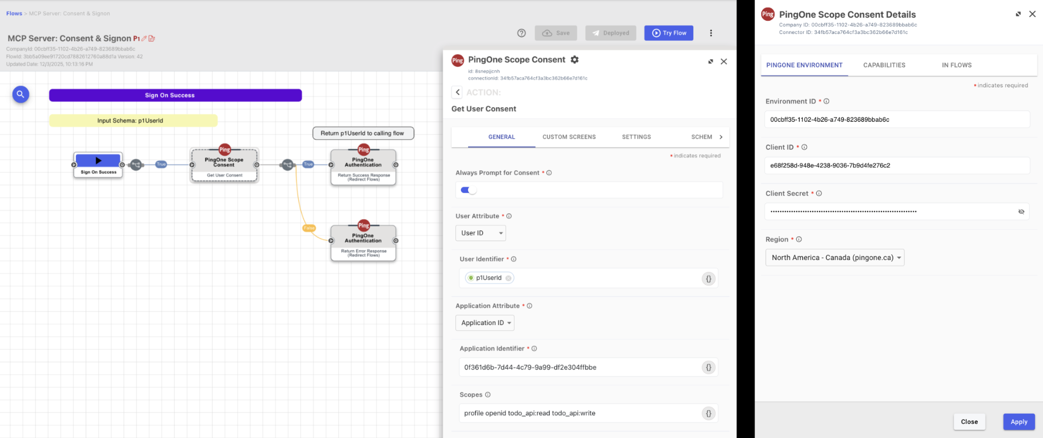 A screenshot of the DaVinci flow in PingOne.