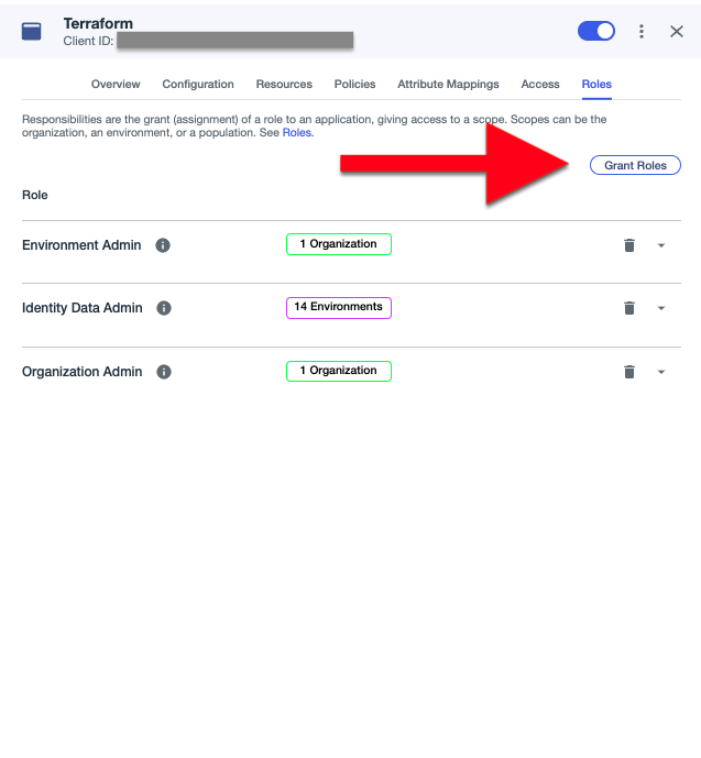 PingOne admin console