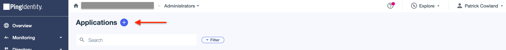 PingOne admin console
